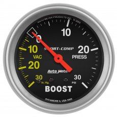 Autometer "Sport-Comp", Boost/Vakuummätare, 30in HG-30 psi, 66 mm